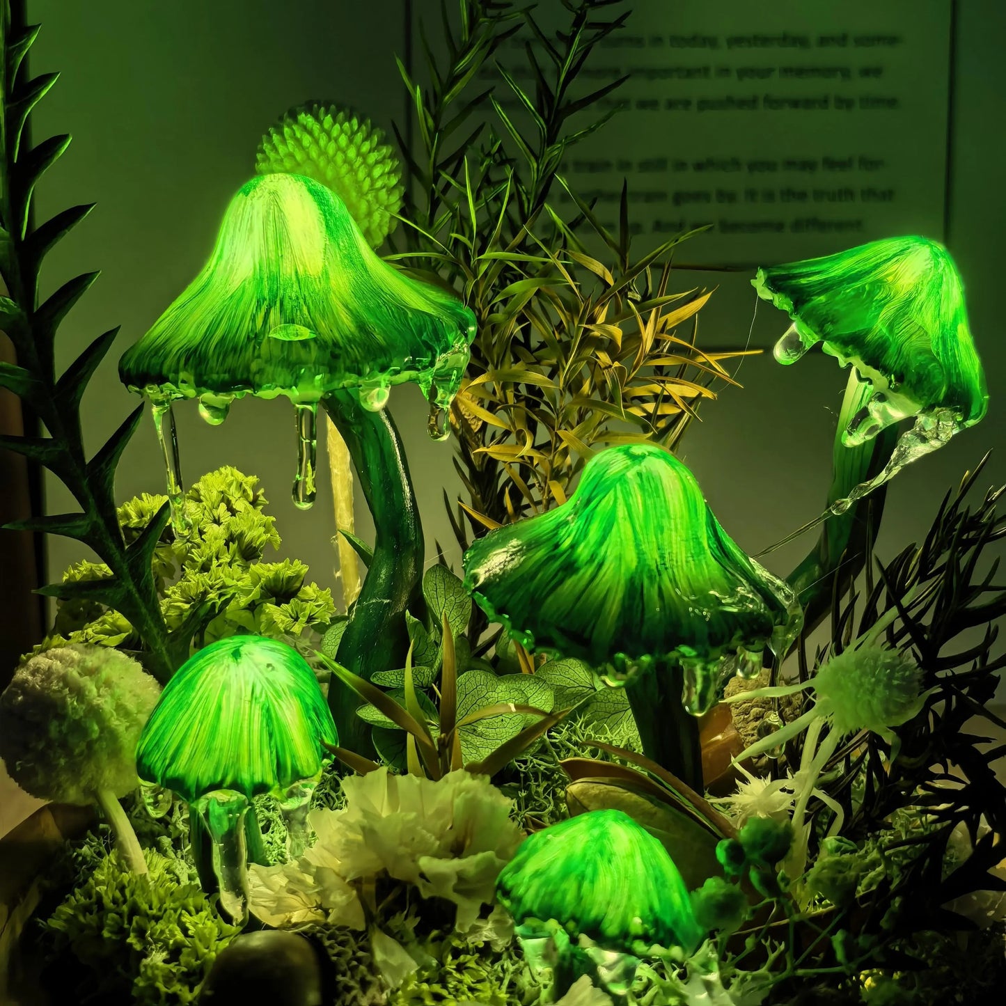 Green Forest Handmade Mushroom Lamp