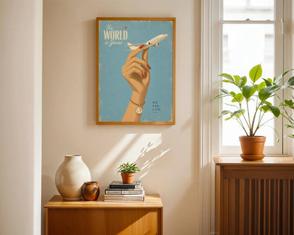 Vintage Airplane wall art , Mid Century Aircraft Print, Pilot Gift Artwork