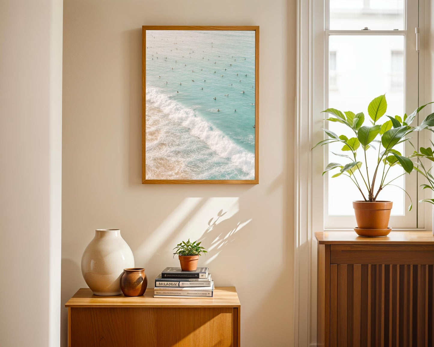 Retro Swimming Print, Beachy Coastal Wall Art