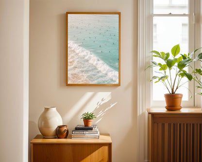 Retro Swimming Print, Beachy Coastal Wall Art